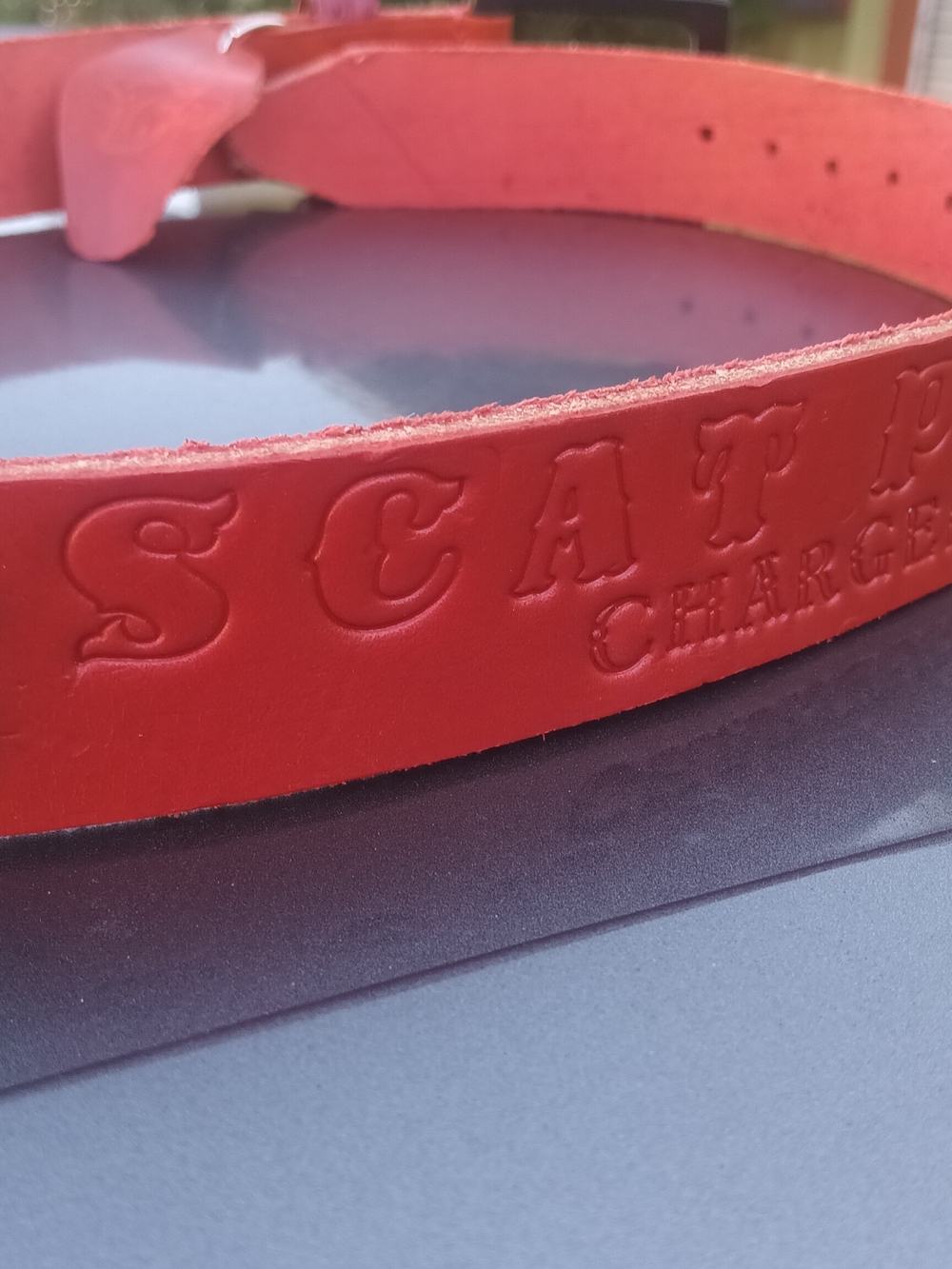 Custom Scat Pack SRT Embossed Red Leather Belt